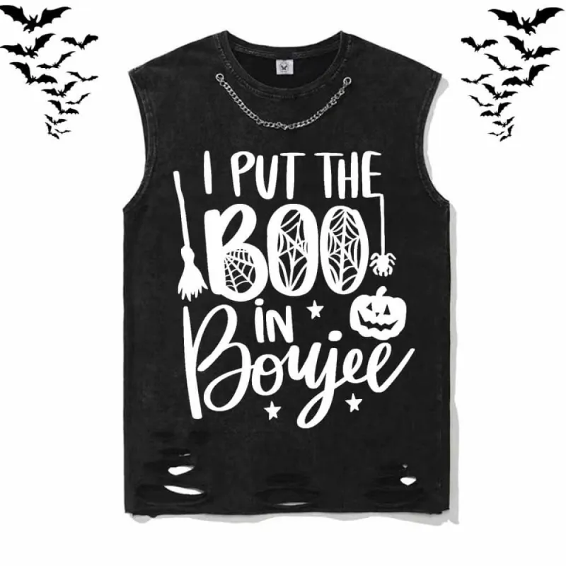 I Put The Boo In Boujee Cotton Vest Top sold by GTHIC