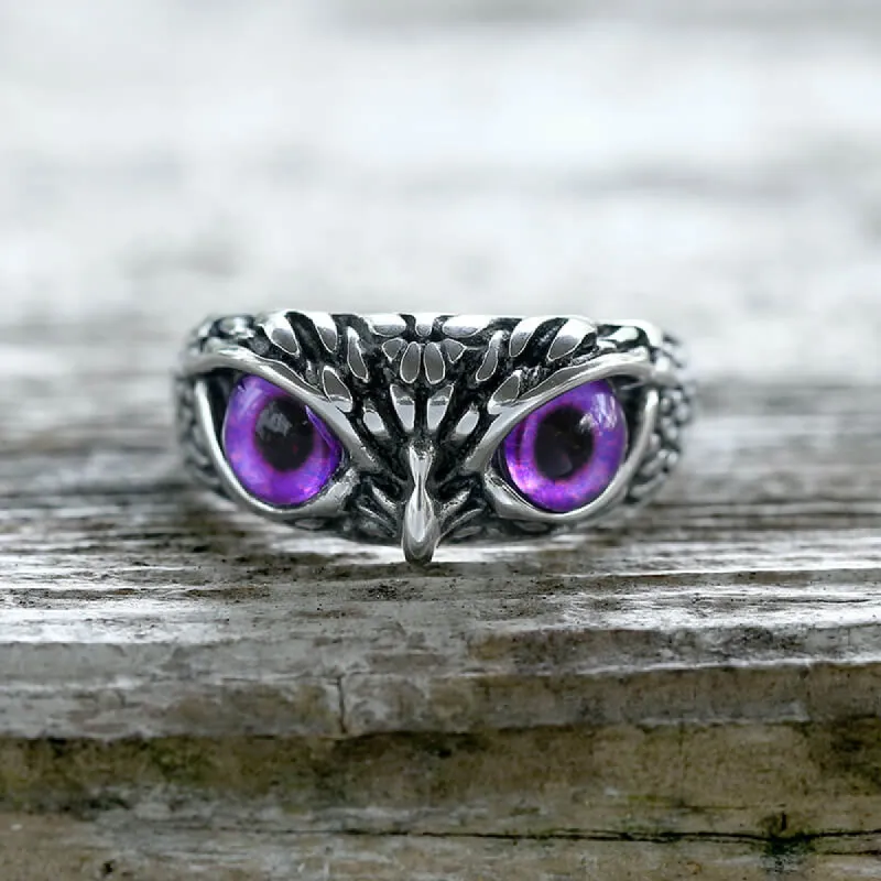 Owl Gem Eye Stainless Steel Ring sold by GTHIC