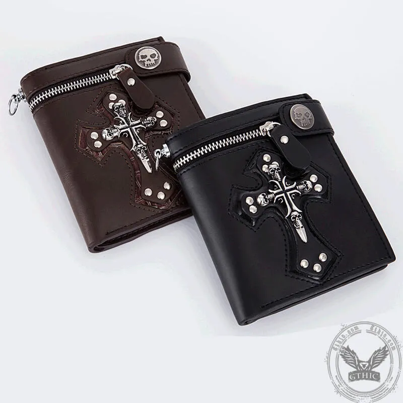 Budded Cross PU Leather Skull Wallet sold by GTHIC
