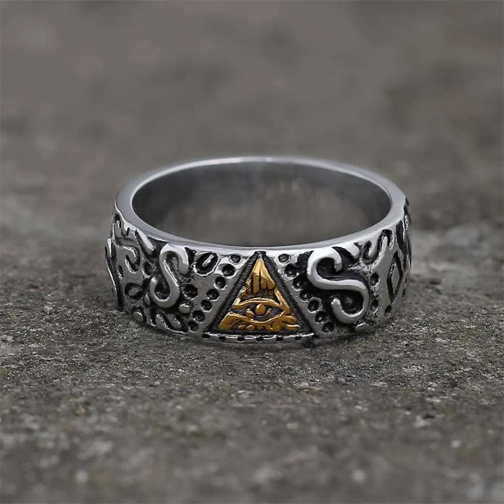 Triangle Eye of Providence Stainless Steel Masonic Ring sold by GTHIC