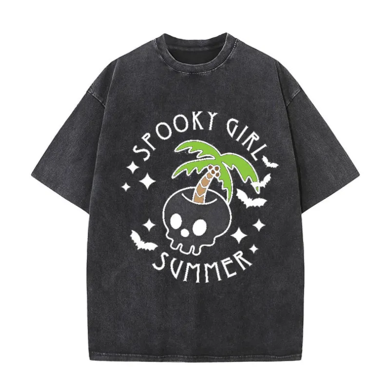 Vintage Washed Spooky Girl Summer T-shirt sold by GTHIC