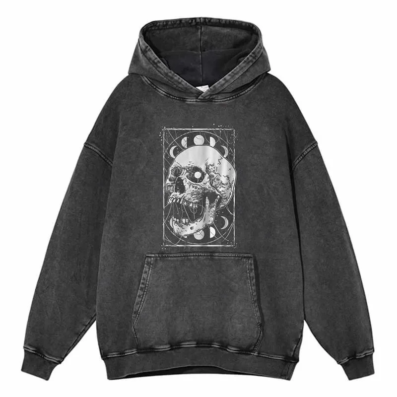 Vintage Washed Skull Head Print Hoodie sold by GTHIC
