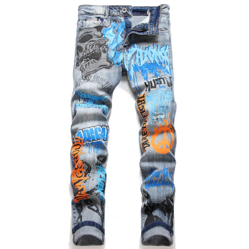 Letters Print Cotton Skull Pants sold by GTHIC