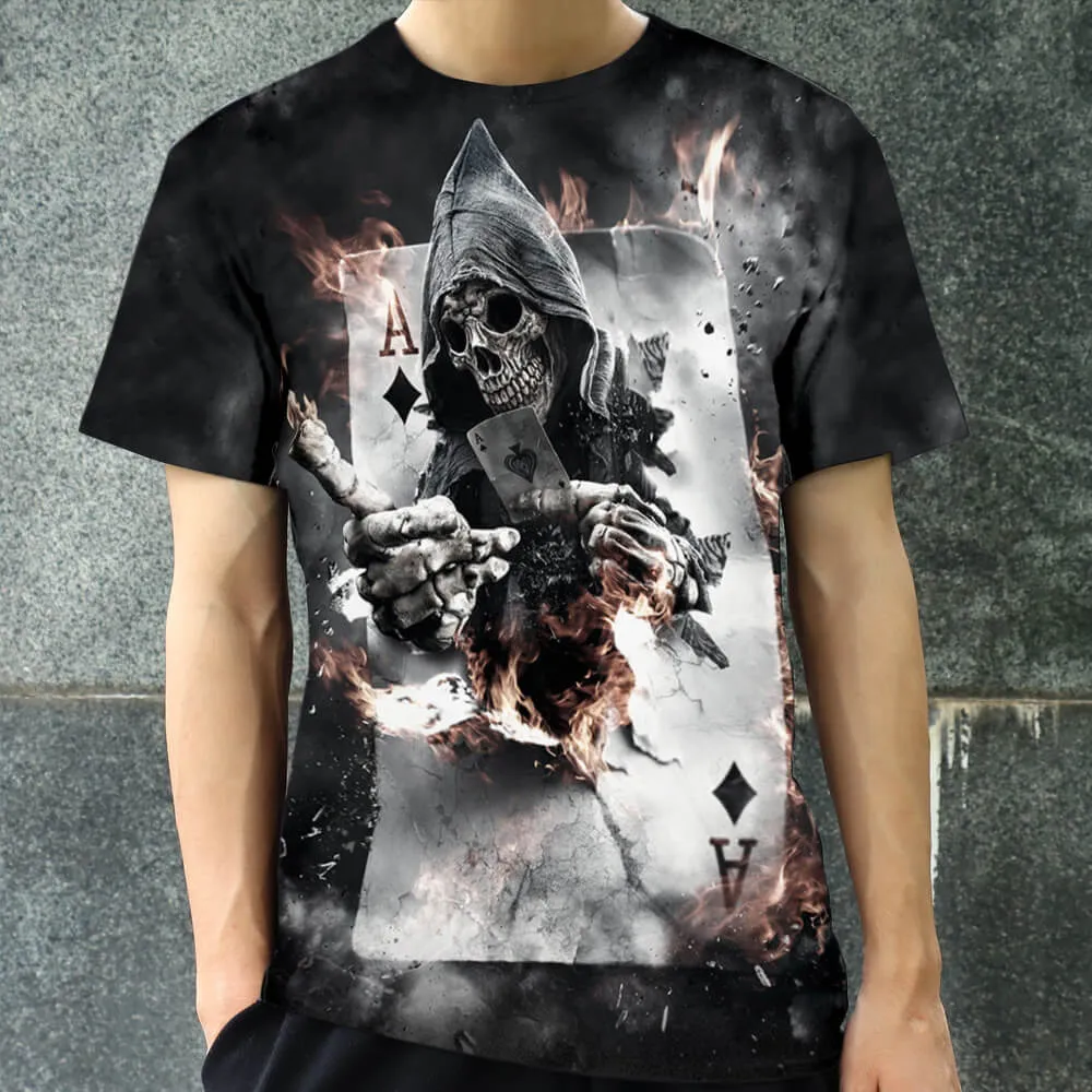 God of Gamblers Poker Polyester Skull T-shirt sold by GTHIC product image thumbnail 2