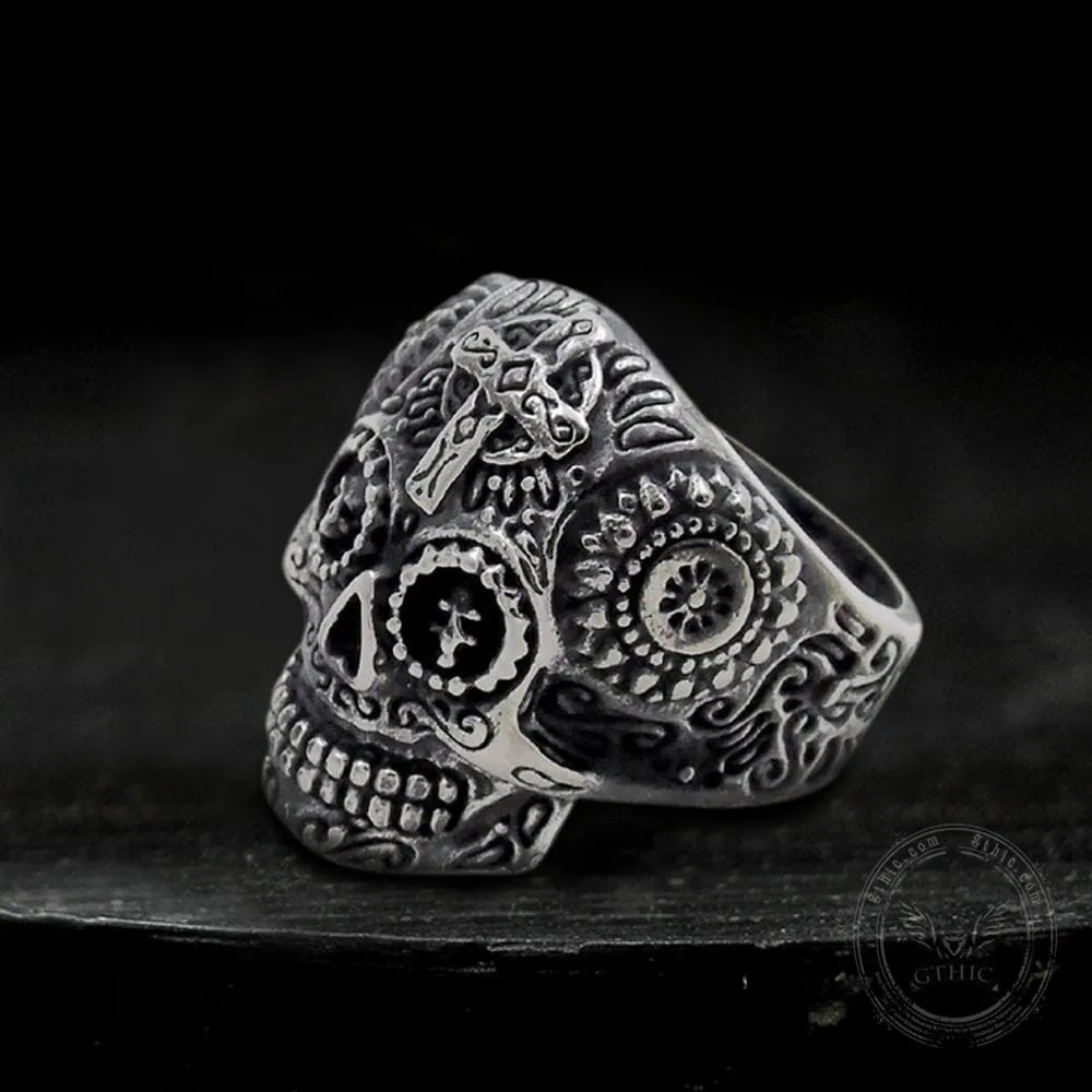 Vintage Cross Pattern Stainless Steel Skull Ring sold by GTHIC product image thumbnail 4