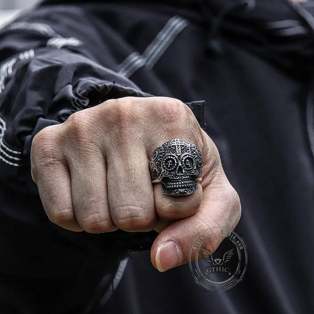 Vintage Cross Pattern Stainless Steel Skull Ring sold by GTHIC product image thumbnail 2