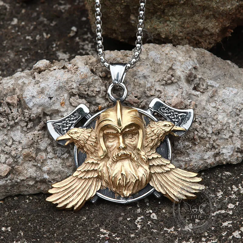 Tomahawk Odin Raven Stainless Steel Viking Pendant sold by GTHIC