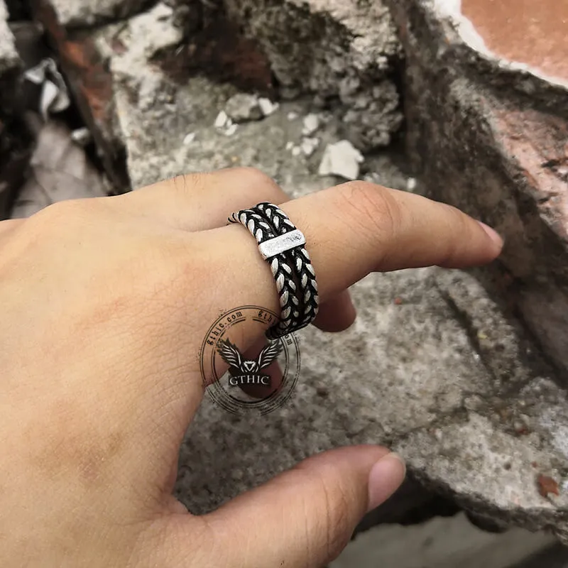 Double Wheat Ear Chain Stainless Steel Ring sold by GTHIC product image thumbnail 3