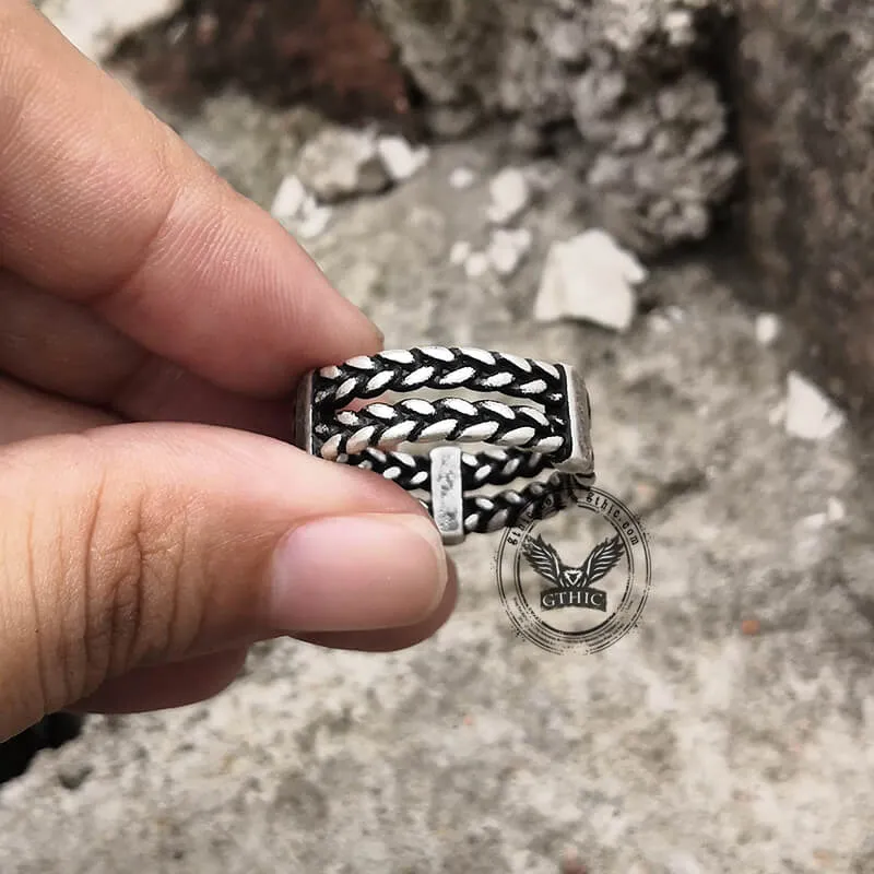 Double Wheat Ear Chain Stainless Steel Ring sold by GTHIC product image thumbnail 2