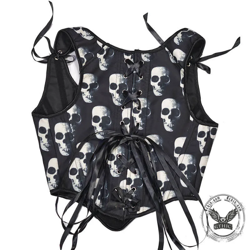 Skull Head Print Women Gothic Corset sold by GTHIC product image thumbnail 4