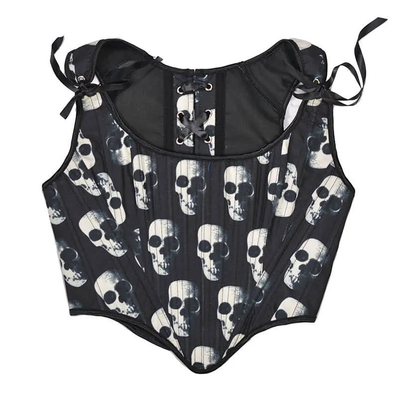 Skull Head Print Women Gothic Corset sold by GTHIC