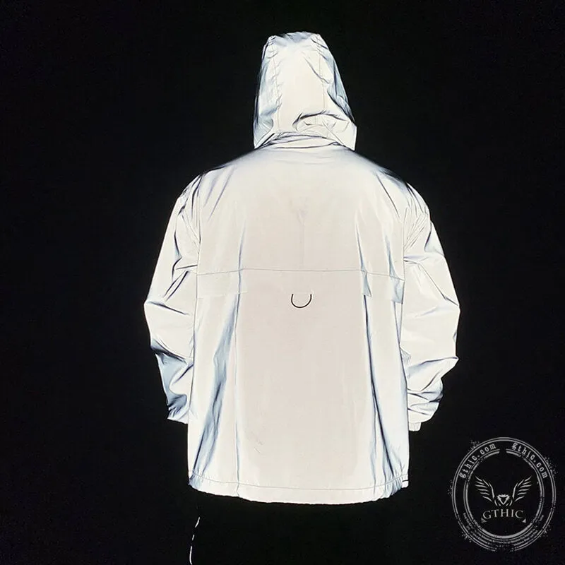 Multi-Pocket Colorful Reflective Polyester Hooded Jacket sold by GTHIC product image thumbnail 3