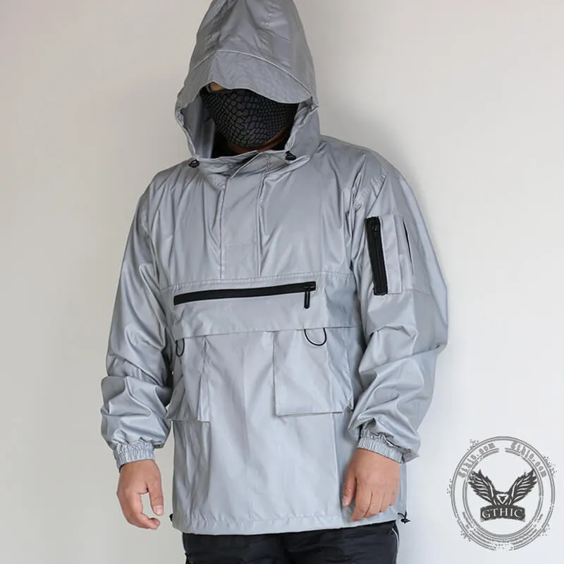 Multi-Pocket Colorful Reflective Polyester Hooded Jacket sold by GTHIC product image thumbnail 4