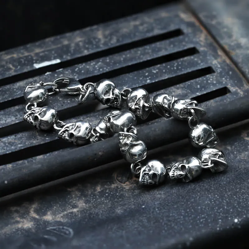 Gothic Skull Head Link Stainless Steel Bracelet sold by GTHIC