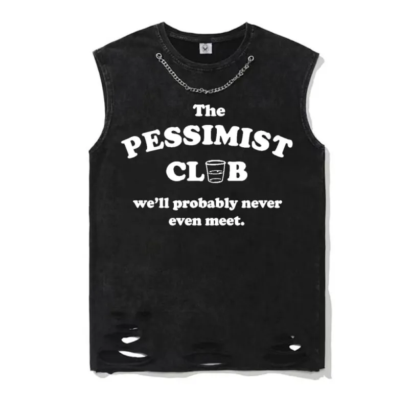 The Pessimist Club Vintage Washed Vest Top sold by GTHIC