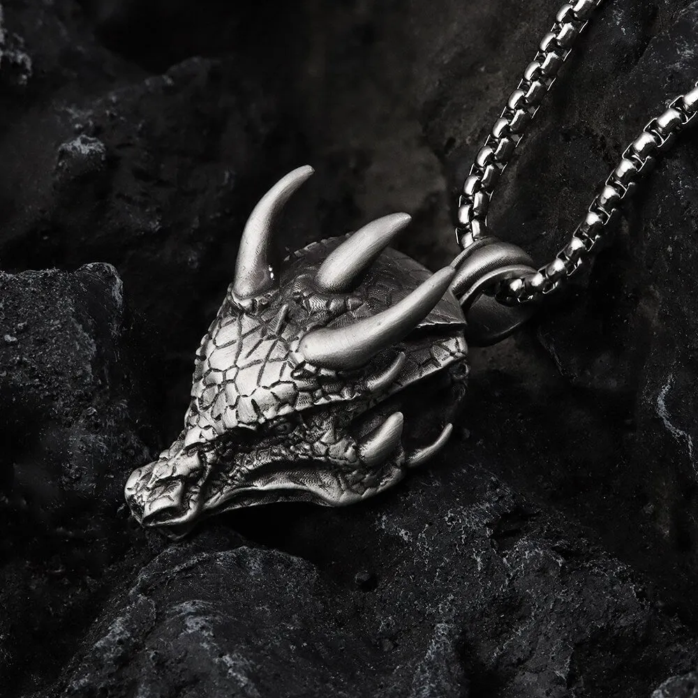 Domineering Dragon Head Pure Tin Necklace sold by GTHIC