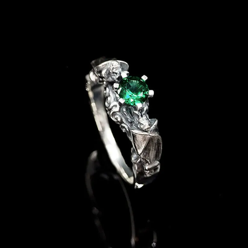 Gothic Bat Diopside Sterling Silver Ring sold by GTHIC