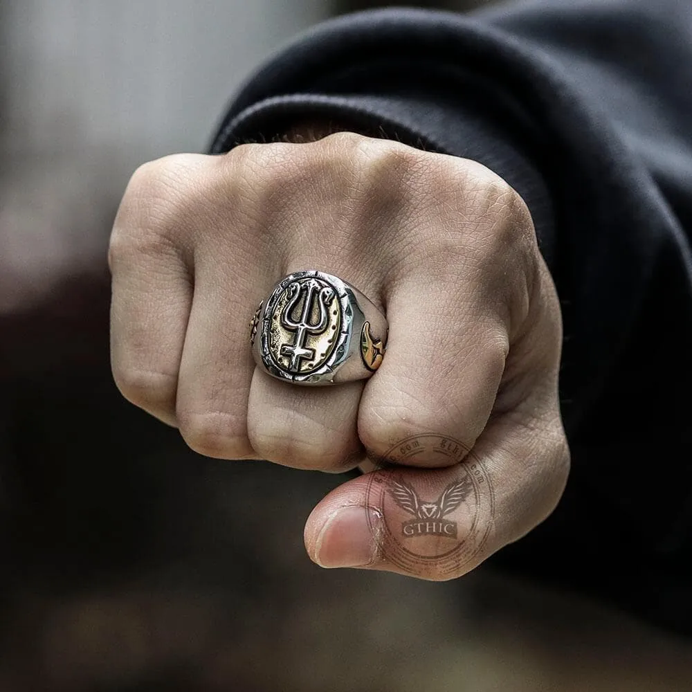 Trident of Poseidon Stainless Steel Petrine Cross Ring sold by GTHIC product image thumbnail 2