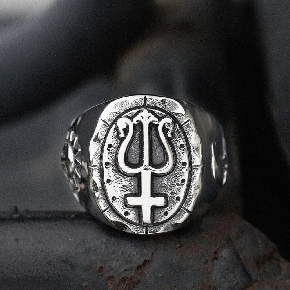 Trident of Poseidon Stainless Steel Petrine Cross Ring sold by GTHIC product image thumbnail 3