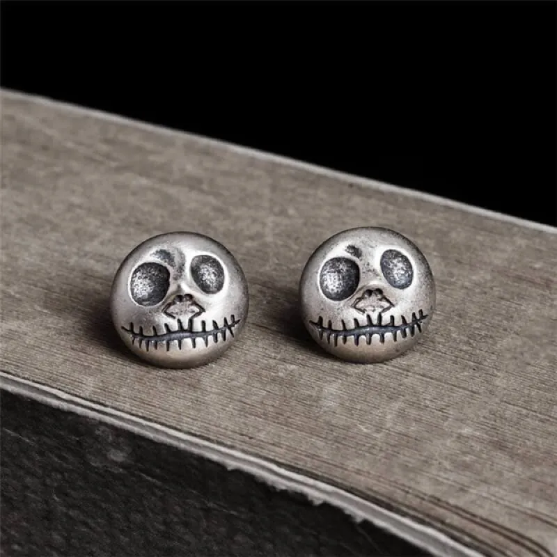 Pumpkin Prince Sterling Silver Skull Stud Earrings sold by GTHIC