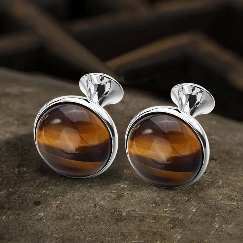 Tiger’s Eye Brass Gemstone Cufflinks sold by GTHIC product image thumbnail 2