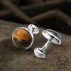 Tiger’s Eye Brass Gemstone Cufflinks sold by GTHIC