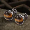 Tiger’s Eye Brass Gemstone Cufflinks sold by GTHIC