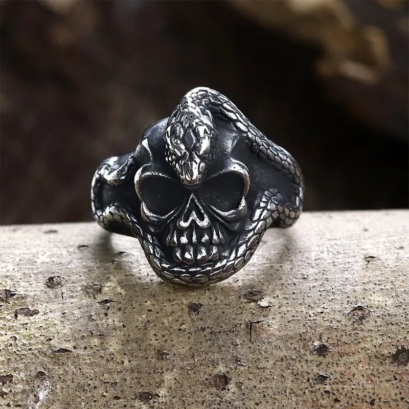 Coiled Snake Skull Stainless Steel Ring sold by GTHIC