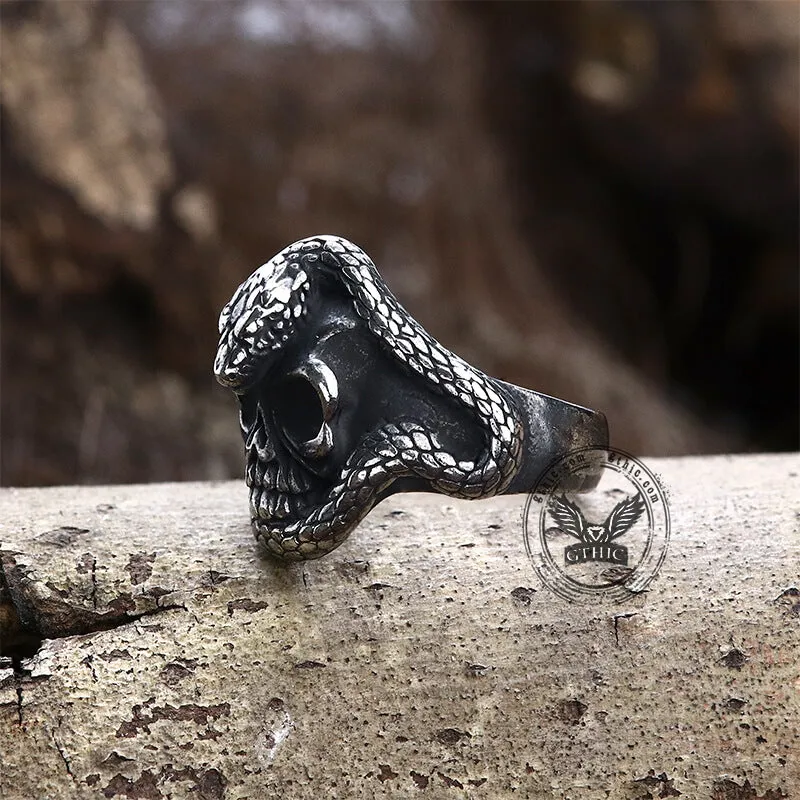 Coiled Snake Skull Stainless Steel Ring sold by GTHIC product image thumbnail 5