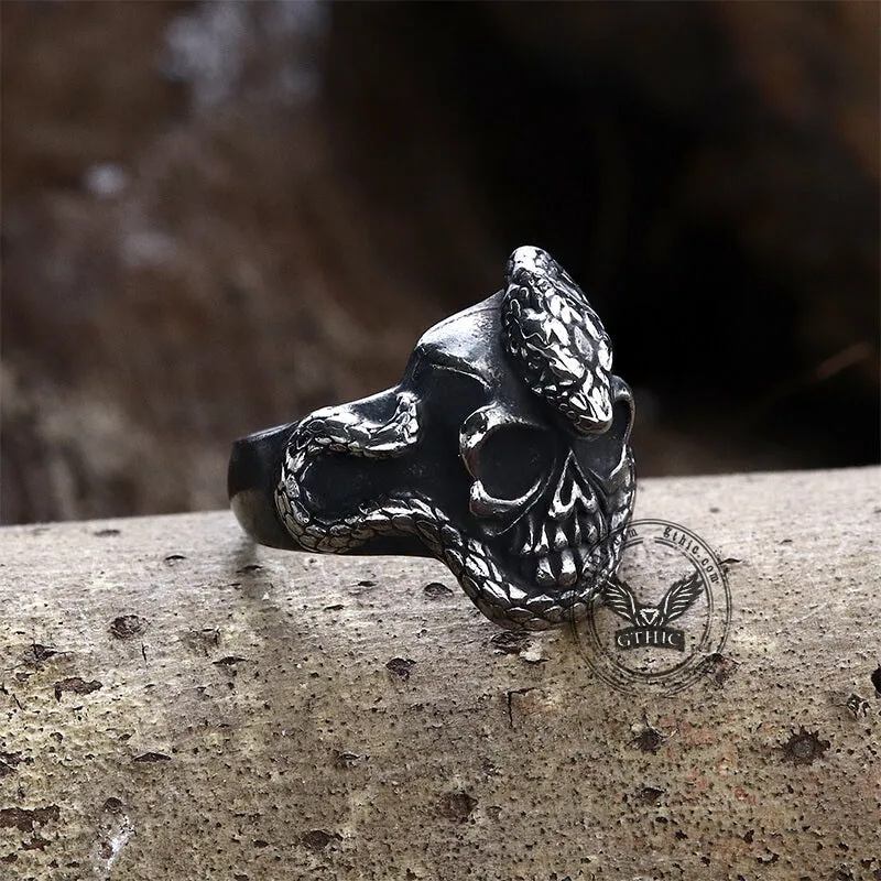 Coiled Snake Skull Stainless Steel Ring sold by GTHIC product image thumbnail 4