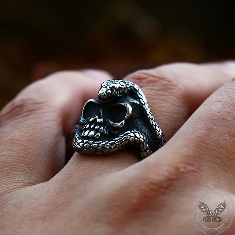 Coiled Snake Skull Stainless Steel Ring sold by GTHIC product image thumbnail 2