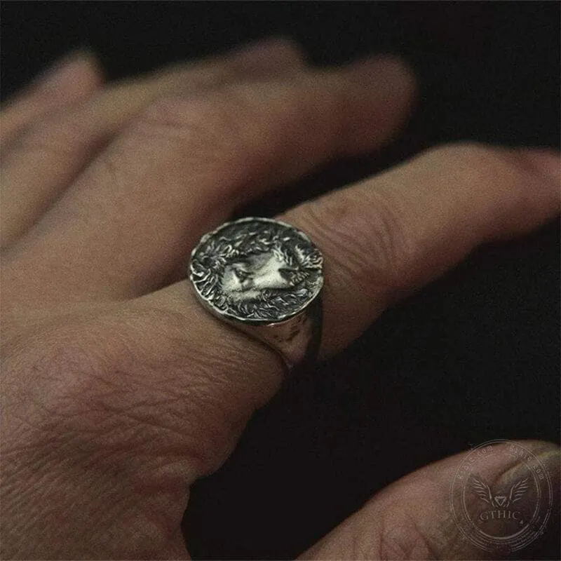 Vintage Lion King Sterling Silver Seal Ring sold by GTHIC product image thumbnail 3