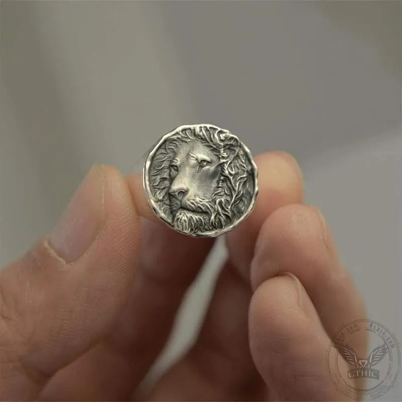 Vintage Lion King Sterling Silver Seal Ring sold by GTHIC product image thumbnail 5