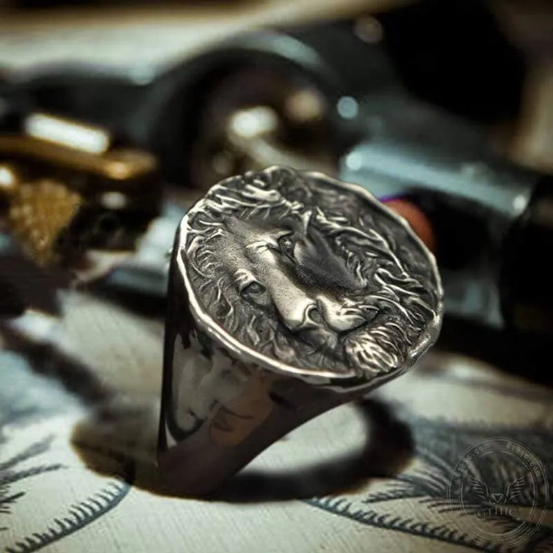 Vintage Lion King Sterling Silver Seal Ring sold by GTHIC product image thumbnail 4
