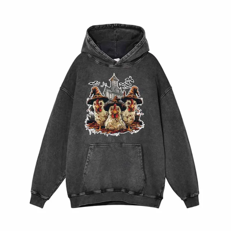 Spooky Chickens Vintage Washed Hoodie Sweatshirt sold by GTHIC