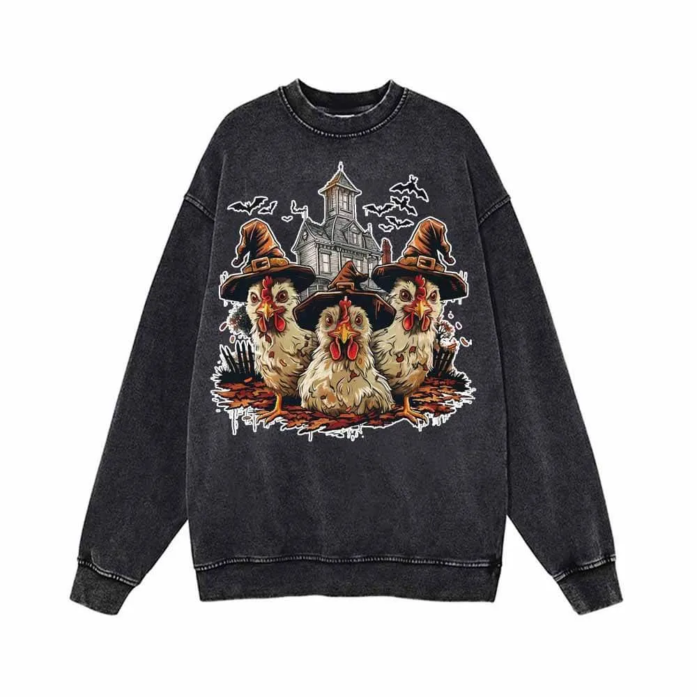 Spooky Chickens Vintage Washed Hoodie Sweatshirt sold by GTHIC product image thumbnail 2