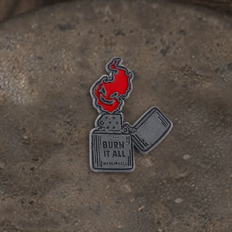 Punk Burning Skull Alloy Brooch sold by GTHIC product image thumbnail 2