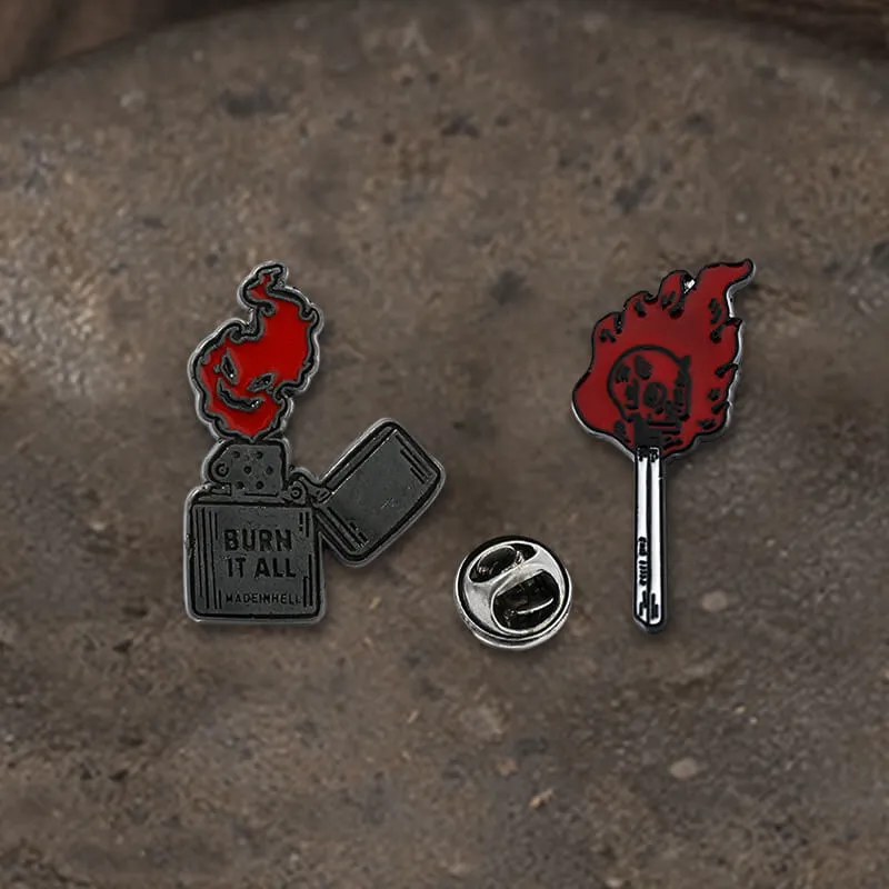 Punk Burning Skull Alloy Brooch sold by GTHIC product image thumbnail 3