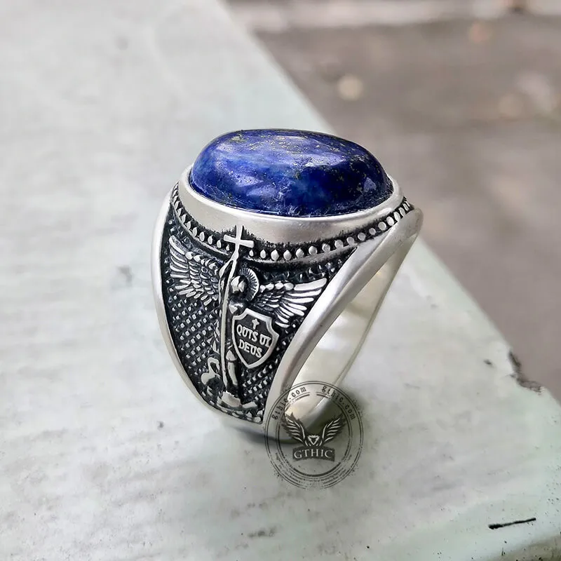 Lapis Lazuli Archangel Michael Sterling Silver Gemstone Ring sold by GTHIC product image thumbnail 5