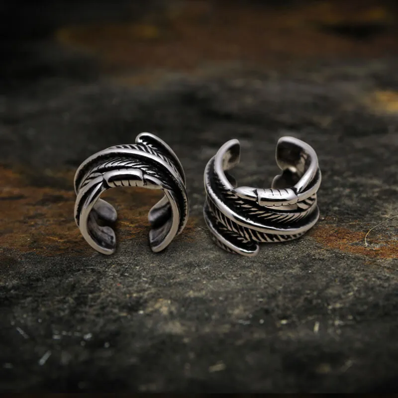Vintage Feather Stainless Steel Ear Cuffs sold by GTHIC