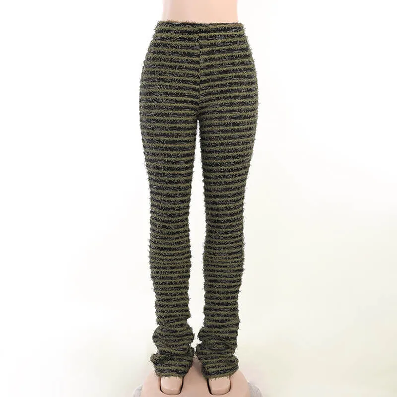 Fuzzy Knit Striped High Waist Lounge Pants sold by GTHIC product image thumbnail 2