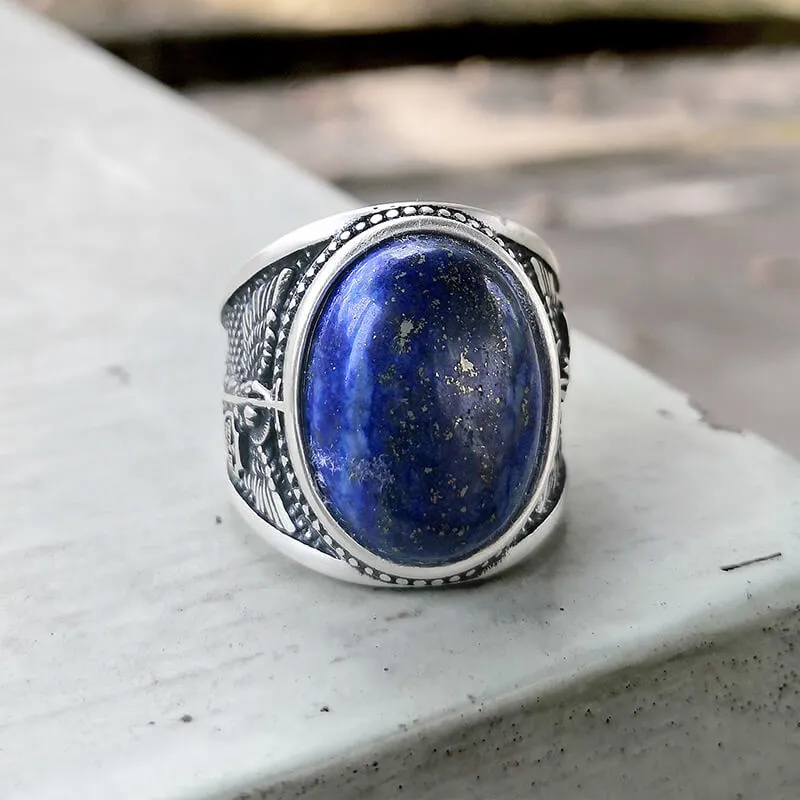 Lapis Lazuli Archangel Michael Sterling Silver Gemstone Ring sold by GTHIC product image thumbnail 2