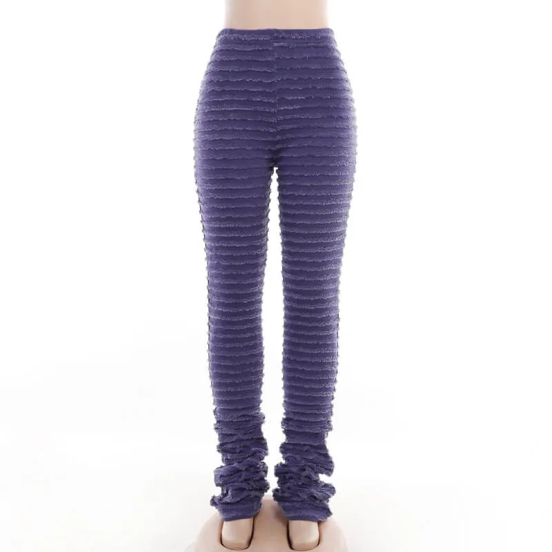 Fuzzy Knit Striped High Waist Lounge Pants sold by GTHIC product image thumbnail 3
