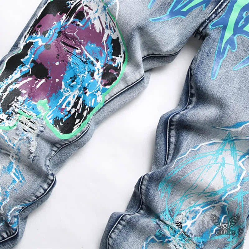 Chaos Skull Print Cotton Punk Pants sold by GTHIC product image thumbnail 4