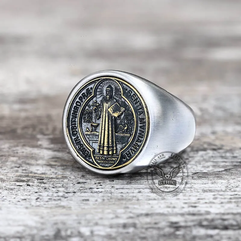 Saint Benedict Stainless Steel Ring sold by GTHIC product image thumbnail 3