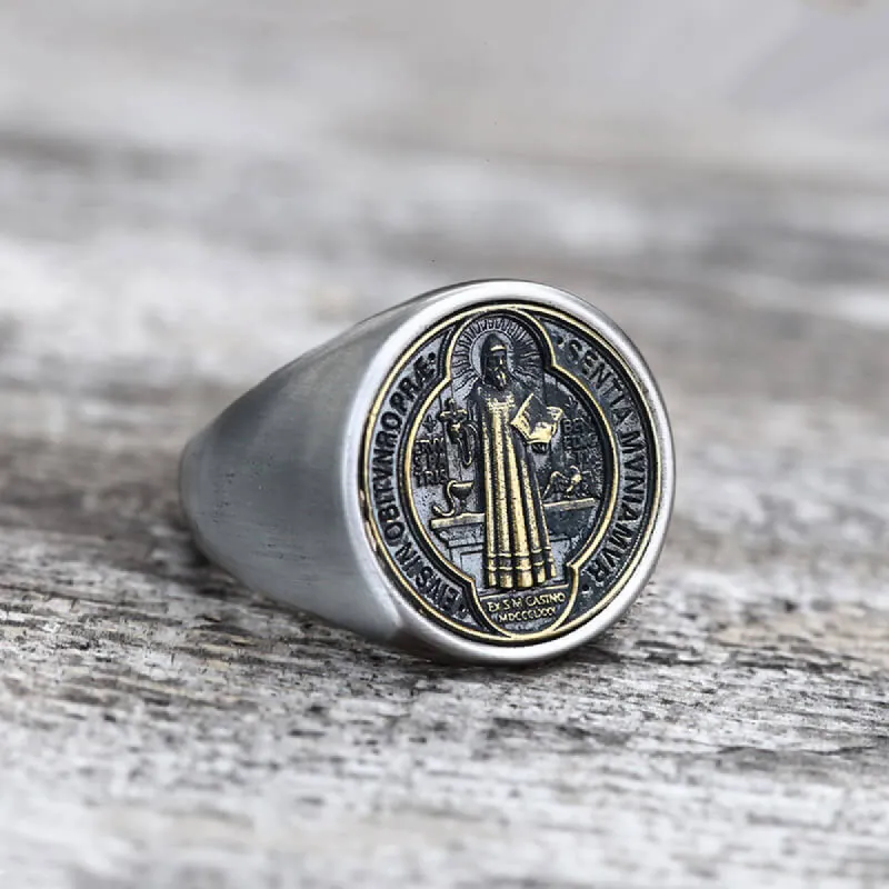 Saint Benedict Stainless Steel Ring sold by GTHIC