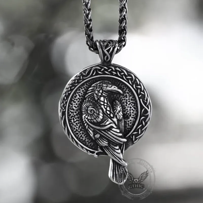 Raven And Triskele Stainless Steel Viking Pendant sold by GTHIC