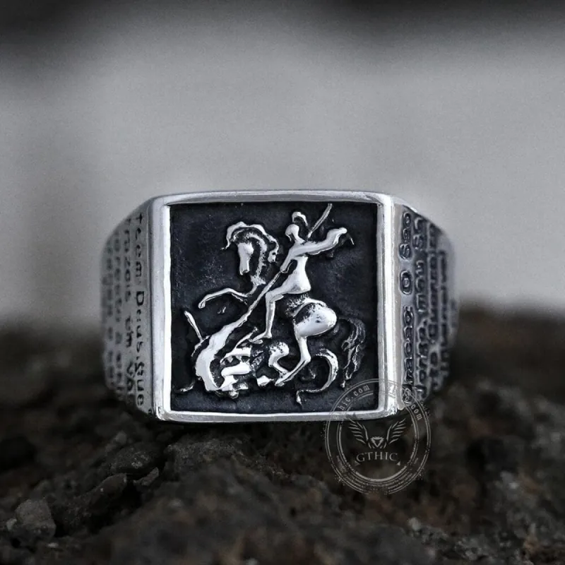Saint George and the Dragon Stainless Steel Ring sold by GTHIC