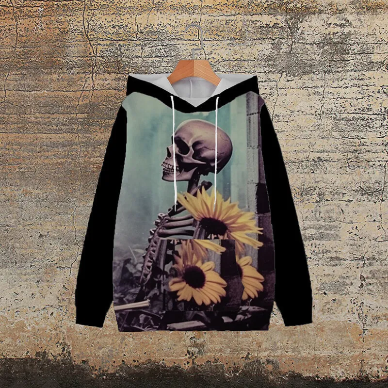 Sunflower Skull Polyester Gothic Hoodie sold by GTHIC