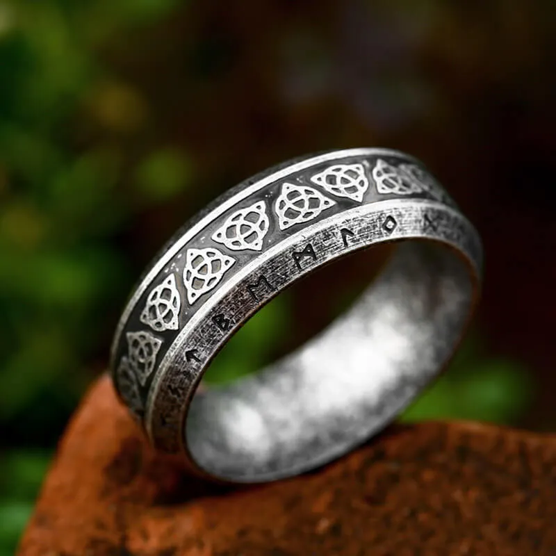 Vintage Celtic Knot Runes Stainless Steel Viking Ring sold by GTHIC